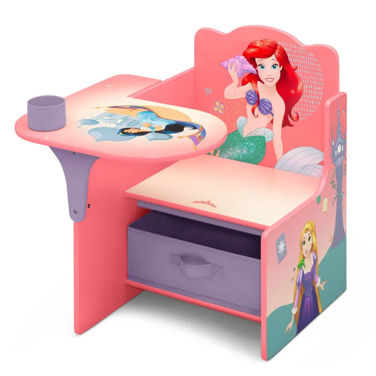 Escritorio infantil con silla y compartimento de almacenamiento Princesas Disney Disney Rosado claro