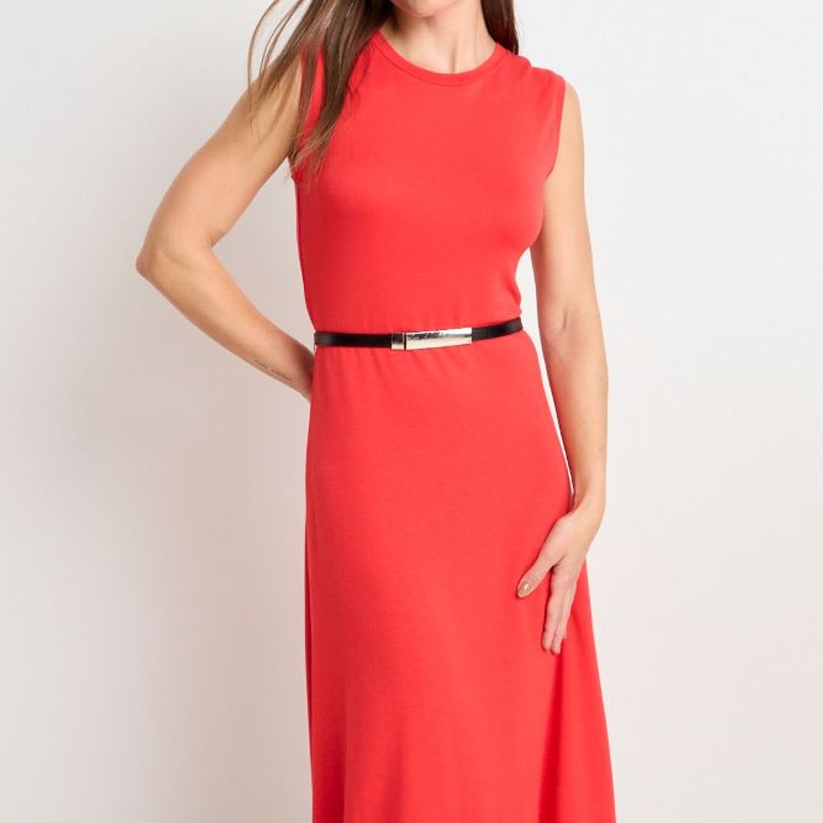ASH - Vestido Largo Sin Mangas Liso Mujer Rojo Ash