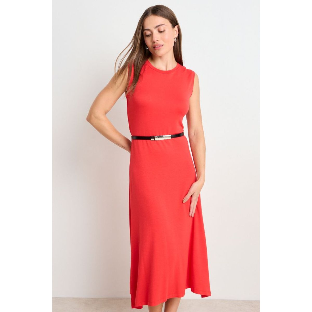 ASH - Vestido Largo Sin Mangas Liso Mujer Rojo Ash