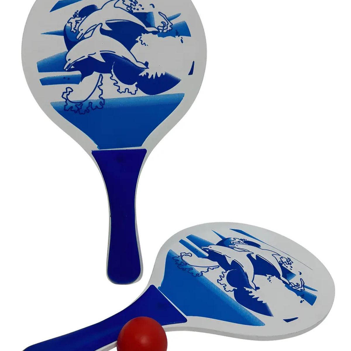 GENERICO - Set de Paletas De Playa Madera Mediana + 1 Pelota - Azul