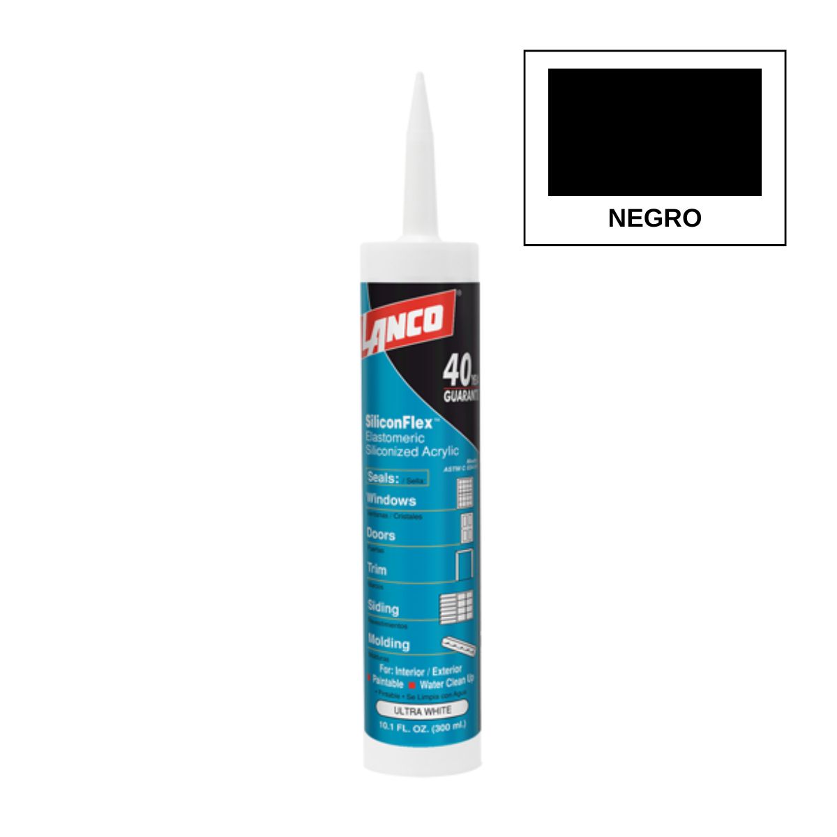 LANCO - Silicona Sellador Acrílico Negro Siliconflex 300ml