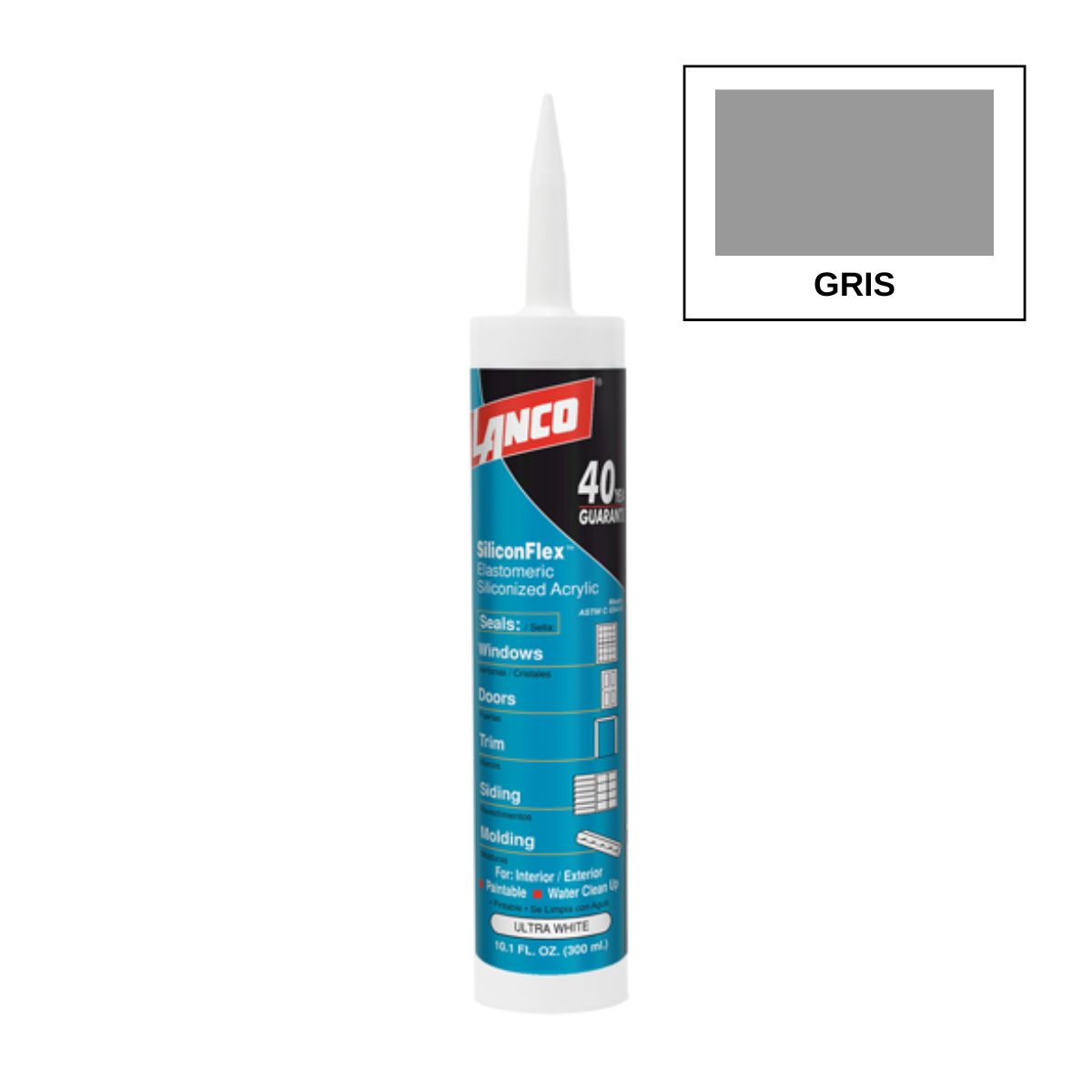 LANCO - Silicona Sellador Acrílico Gris Siliconflex 300ml