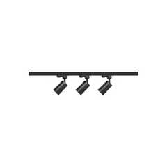 WANT - Lámpara Riel 3 Focos Luz Neutra 7W 1mt Negro Cilindro Moderno