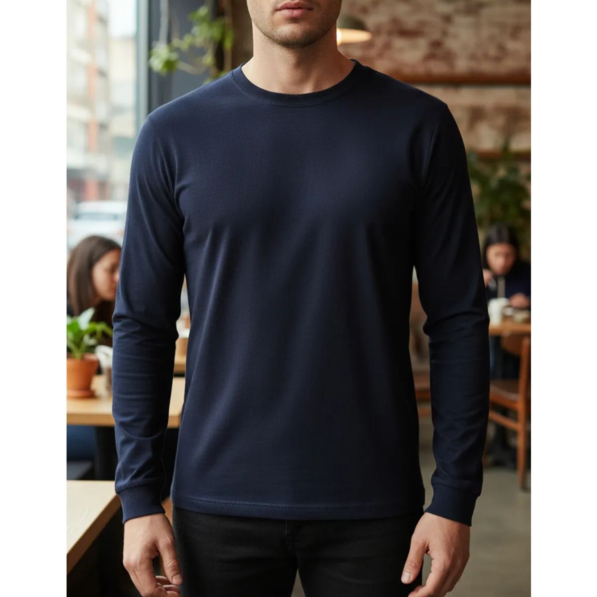 T-WORLD - Polera Algodón Cuello Redondo Manga Larga