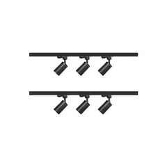 AVC Y VELL MAX - Lámpara Riel 6 Focos Luz Neutra 7W 2mt Unión Cilindro Negro