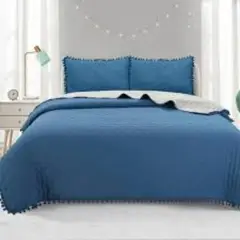 TODOHOGAR SANTIAGO DE CHILE - Cubrecamas Algodón con pom pom 2 plazas