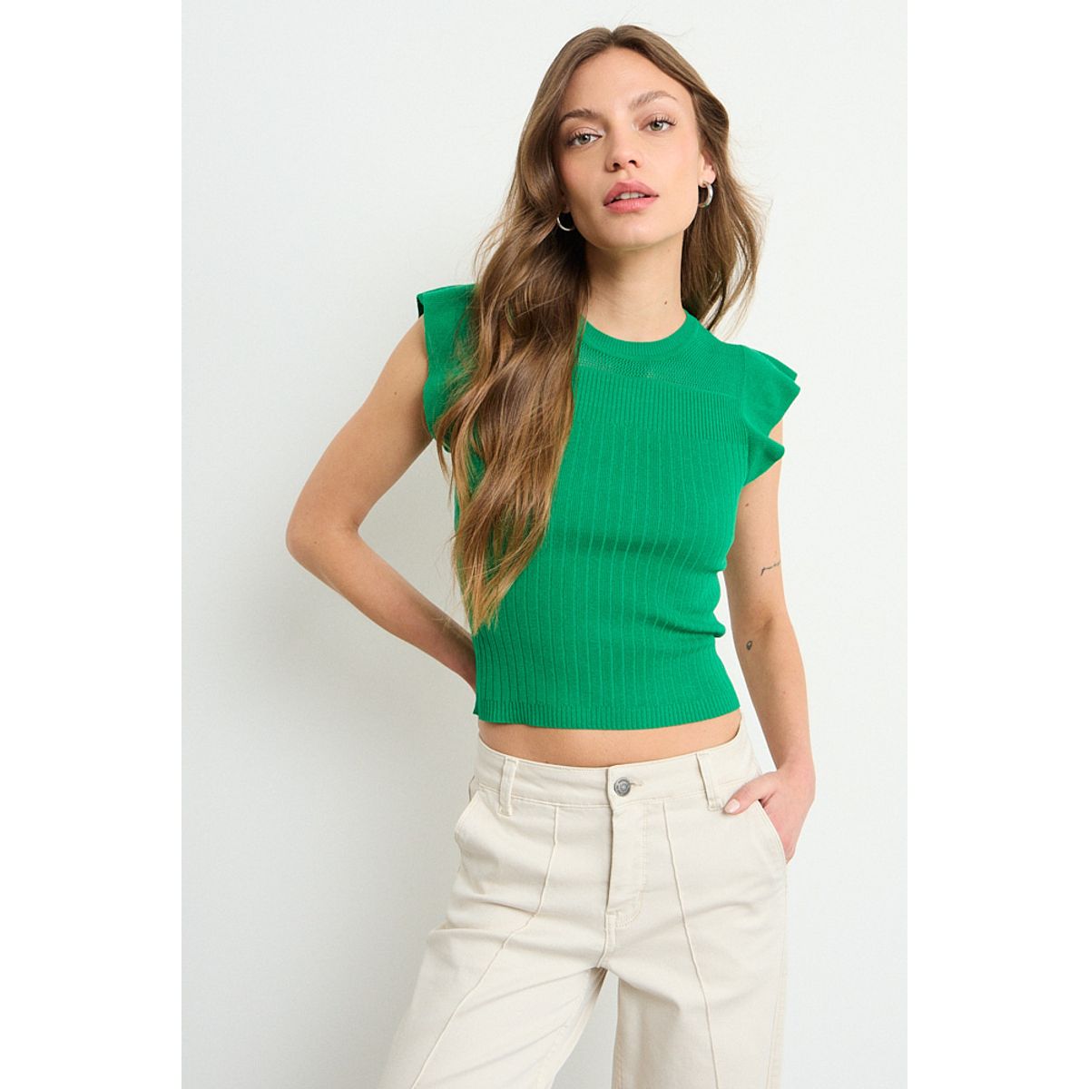 IO - Polera Tejida Mujer Verde Oliva Io