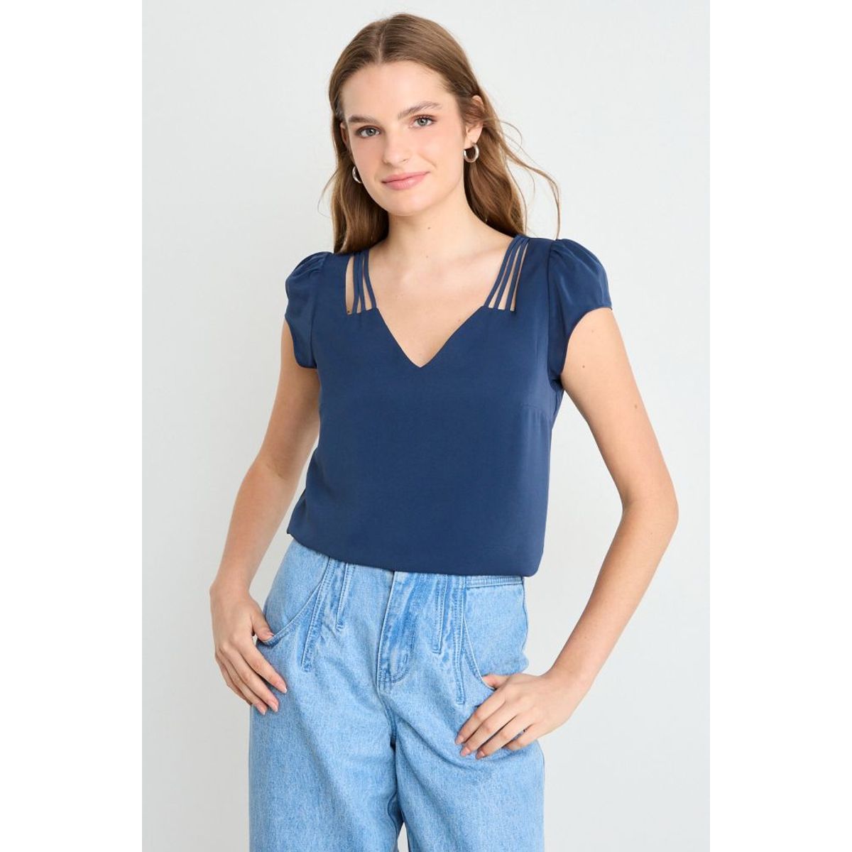 IO - Blusa Lisa Mujer Azul Io