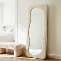 Espejo Blanco Cuerpo Entero Estilo Bouclé 180x80cm