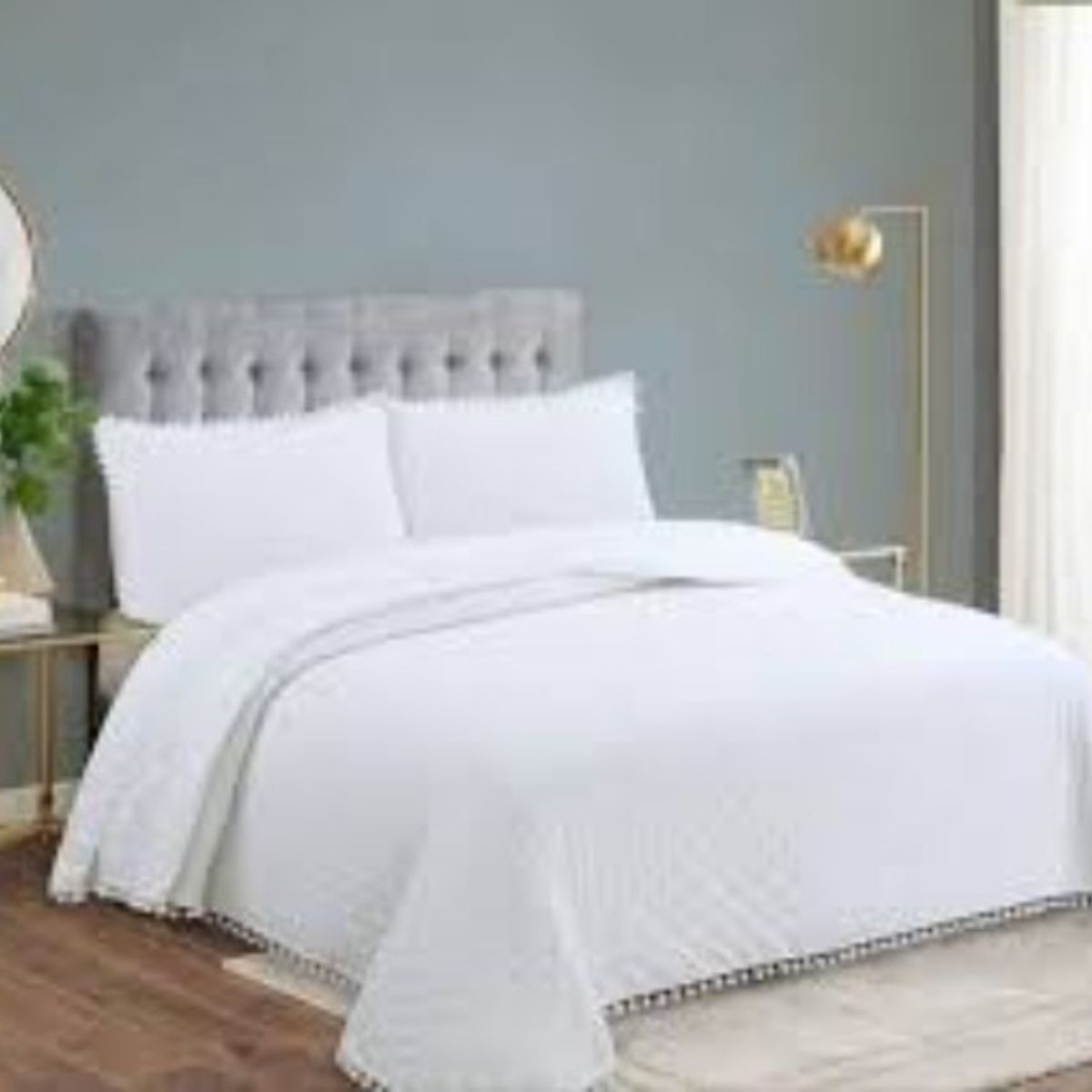 TODOHOGAR SANTIAGO DE CHILE - Cubrecamas Algodón con pom pom 1.5 plazas