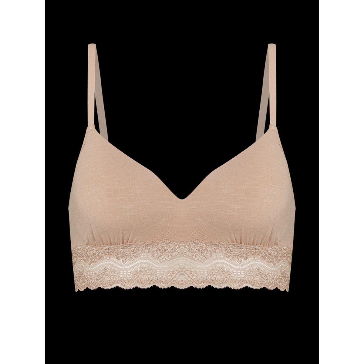 HOPE - SOSTÉN TRIÁNGULO CON COPA DE MODAL Y DETALLE DE ENCAJE - Color Beige