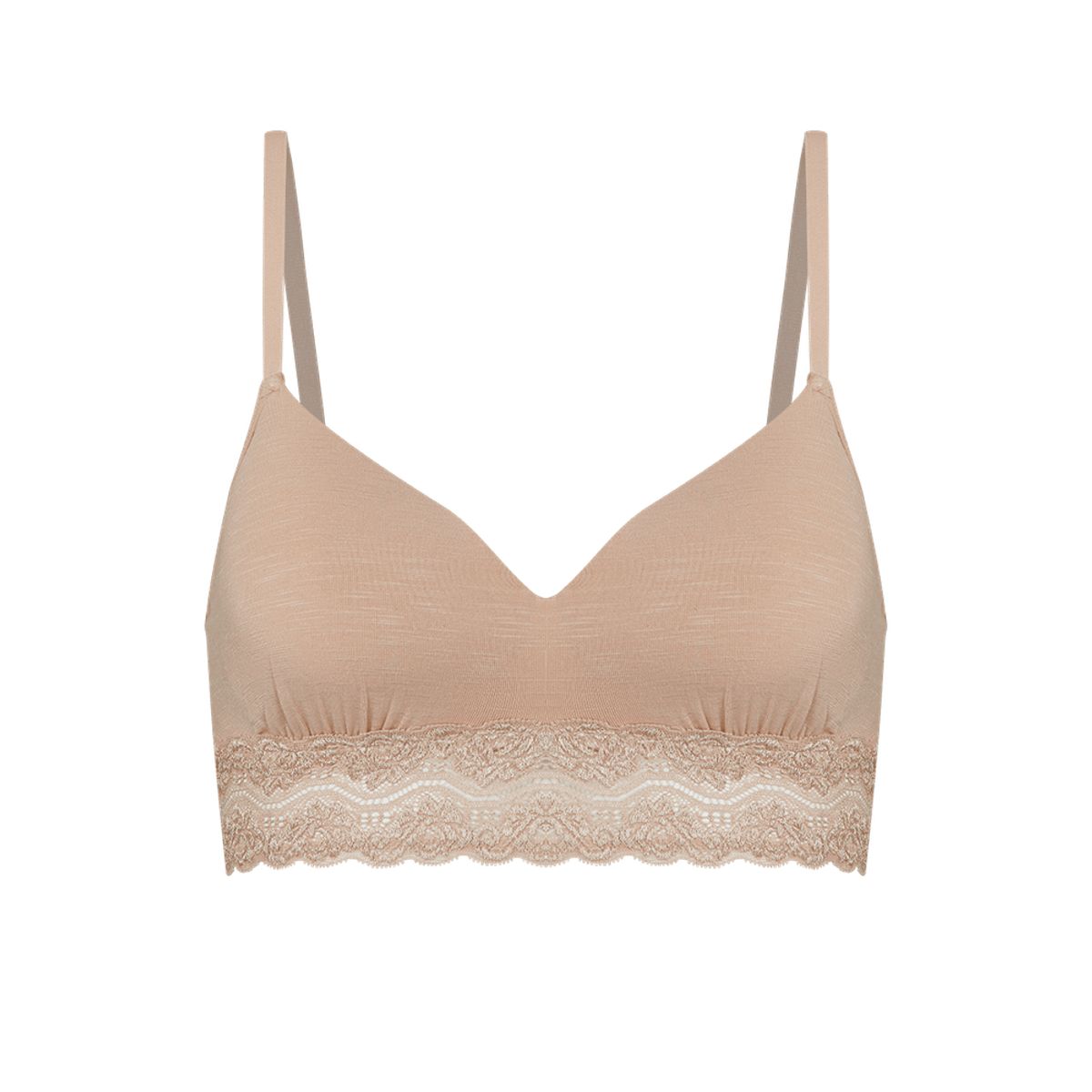 HOPE - SOSTÉN TRIÁNGULO CON COPA DE MODAL Y DETALLE DE ENCAJE - Color Beige