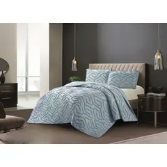 GENERICO - Cubrecama de Verano 1.5 p Tipo Tufting con relieve Azul Claro TFCR06