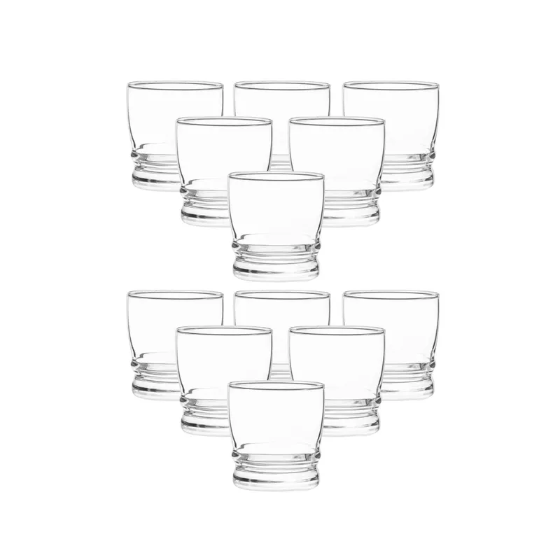 CRISTAR - Set 12 Vasos Madeira Rocks Bajos 304mL Menaje Cocina Cristar
