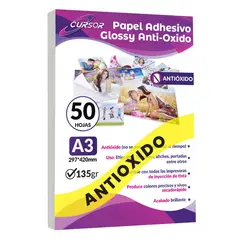 CURSOR - Papel Adhesivo Glossy Antioxido A3/135g/50 Hojas