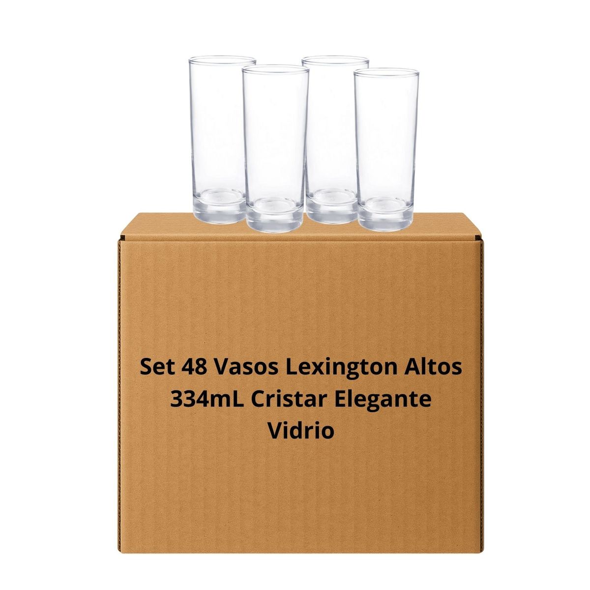 CRISTAR - Set 48 Vasos Lexington Altos 334mL Cristar Elegante Vidrio