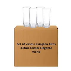 CRISTAR - Set 48 Vasos Lexington Altos 334mL Elegante Vidrio