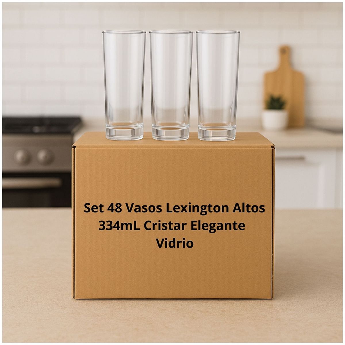CRISTAR - Set 48 Vasos Lexington Altos 334mL Cristar Elegante Vidrio
