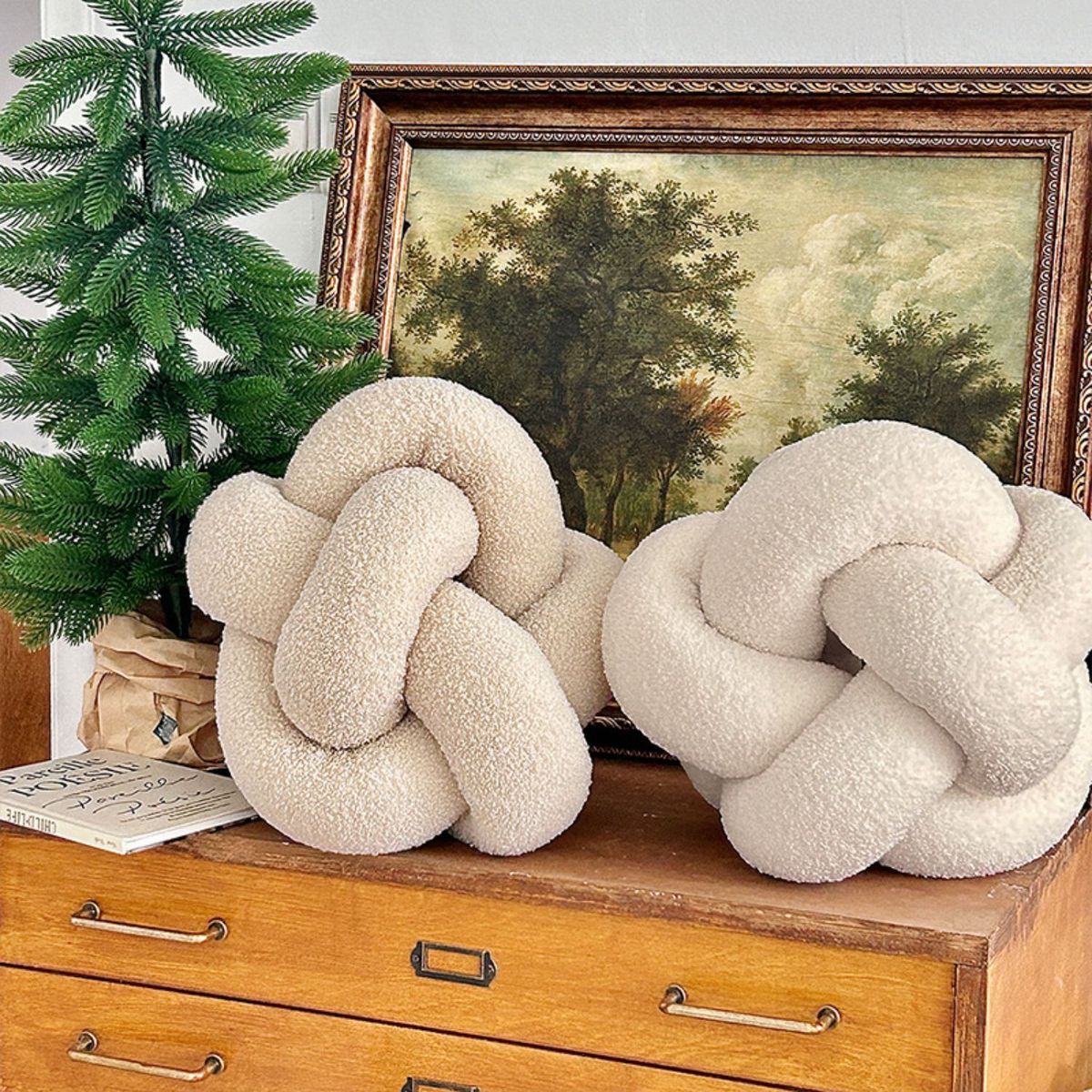 SANTU HOME & DECO - Cojín Nudo Crema Bouclé Deco