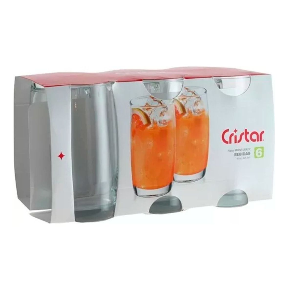 CRISTAR - Set 6 Vasos Altos Modelo Monterrey Transparente De 445mL