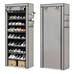 GENERICO - Zapatero Vertical Armario Estante Organizador 10 Niveles Color Gris