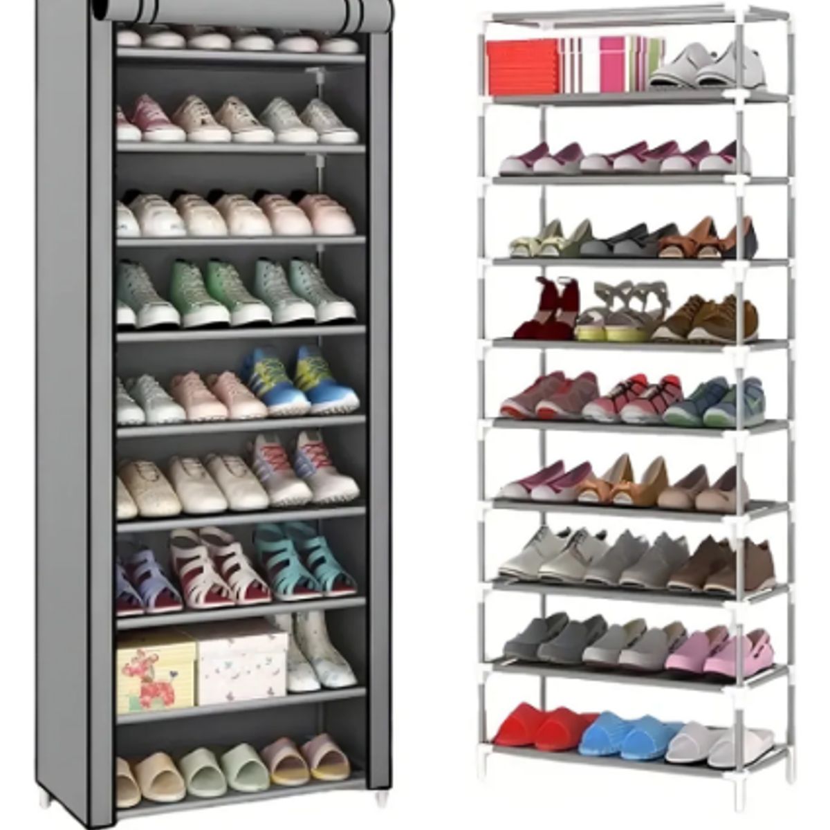 Zapatero Vertical Armario Estante Organizador 10 Niveles Color Gris, marca GENERICO - Foto 2