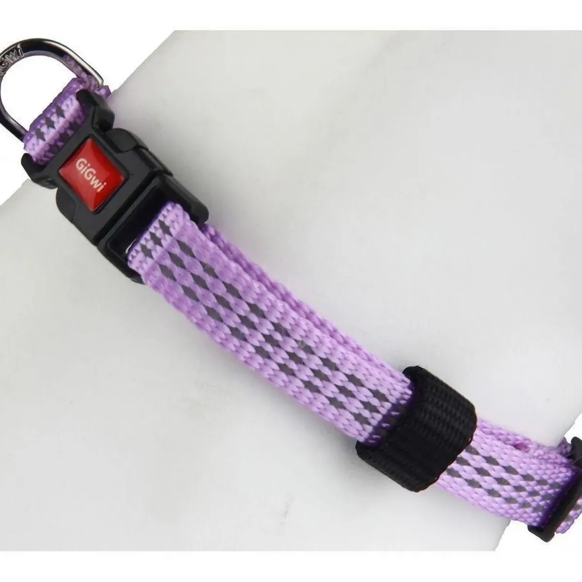 GIGWI - Collar De Paseo Nylon Gigwi Reflectante Para Perro Pequeño Lila Rayado S: 20-30cm De Circunferencia