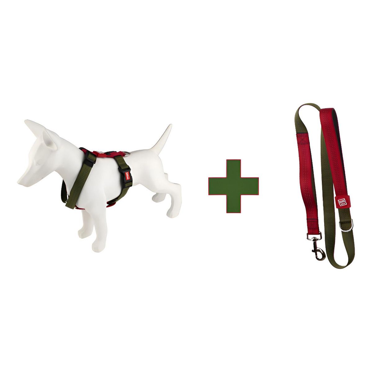 GIGWI - Arnés Harness + Correa Gigwi Reflectante Para Perro Talla Xl Verde/rojo Circunferencia De Pecho (58-