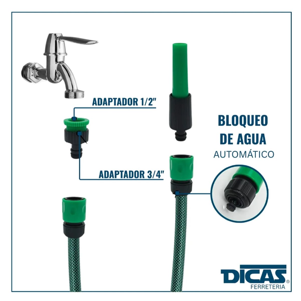 GENERICO - Manguera Jardín 1/2 Pulgada 20 Mts Mas Pistola Y Acoples