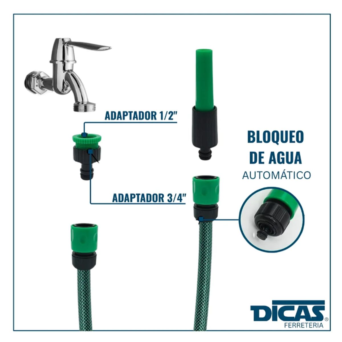 GENERICO - Manguera Jardín 1/2 Pulgada 20 Mts Mas Pistola Y Acoples