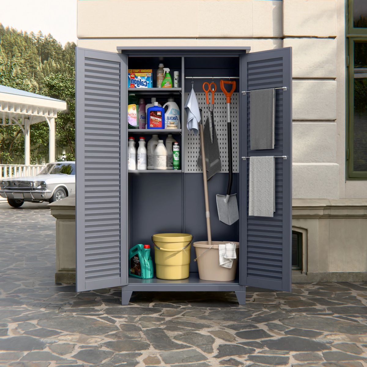 GENERICO - Gabinete exterior 3 separación, barra y tablero para colgar 185x90x50 cm - Mod OCC-3