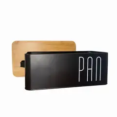 WAKESHOME - Paneras Caja de Pan Caja Acero Inoxidable con Tapa Tabla De Cortar De Bambú