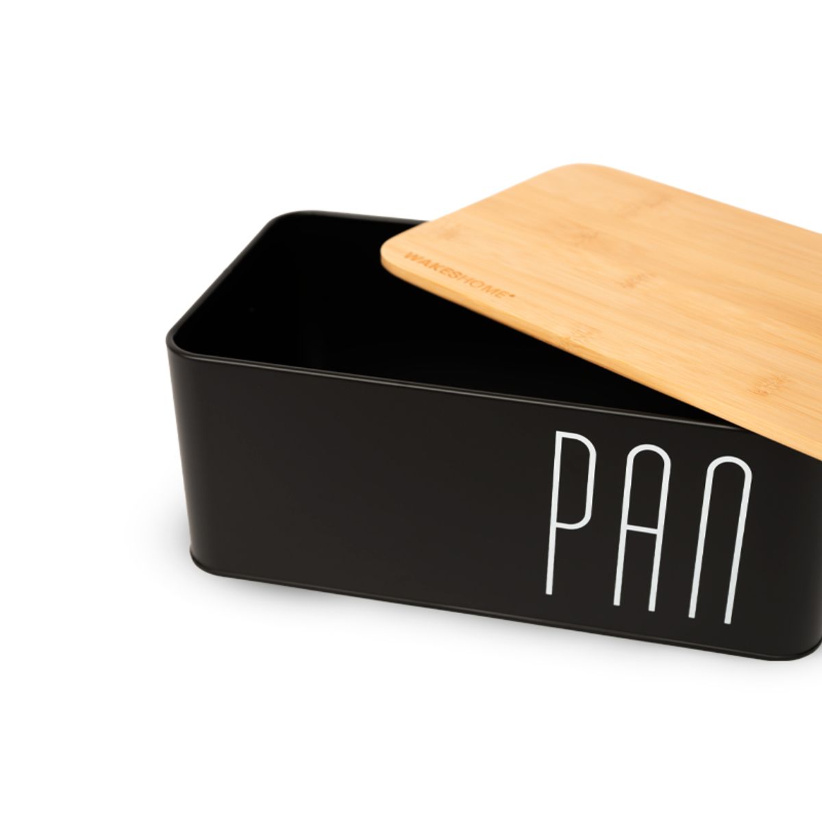 WAKESHOME - Paneras Caja de Pan Caja Acero Inoxidable con Tapa Tabla De Cortar De Bambú
