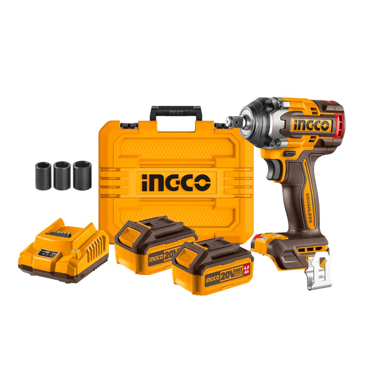 INGCO - Llave Pistola Impacto Ingco Bl 12 20v 500nm Ciwli2050 + Acc