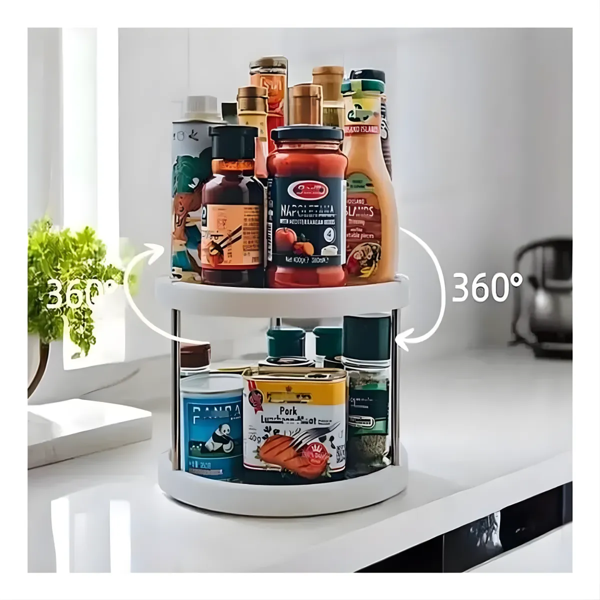 GENERICO - Organizador Giratorio Especies Cocina 2 Niveles Multiuso