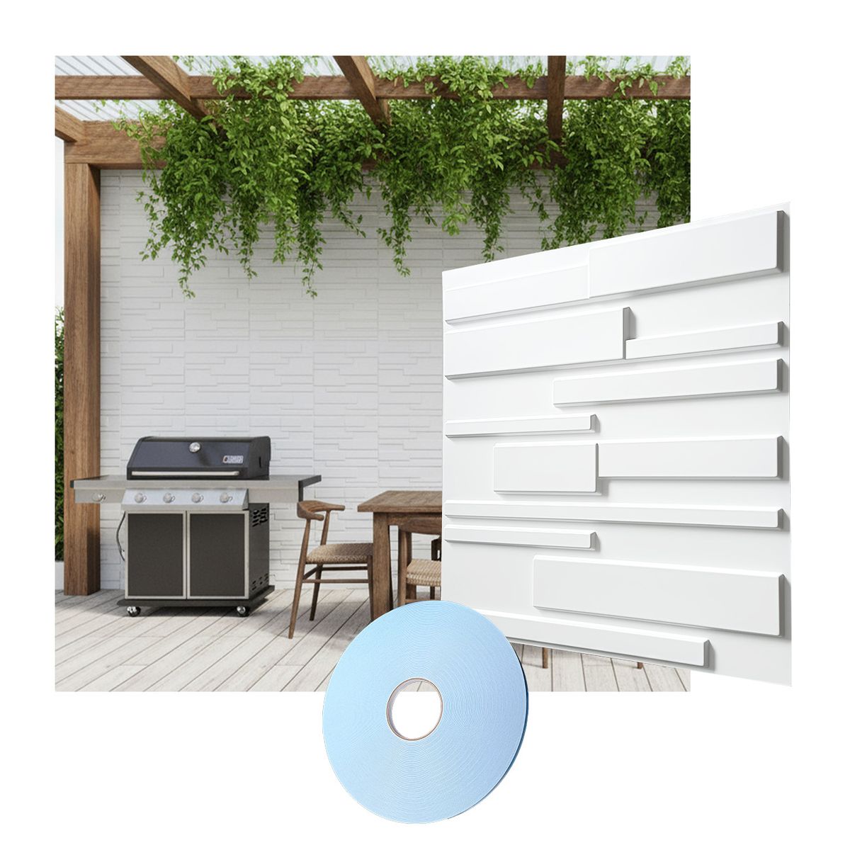 MERCAR RAY - Wall Panel Decorativo 3D PVC Mura 3m² 12 paneles 50 x 50 cm