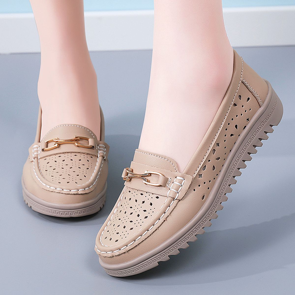 SHANDIAN - Zapatillas Mujer Beige