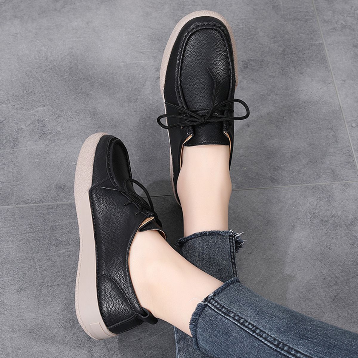 SHANDIAN - Zapatillas Mujer Beige
