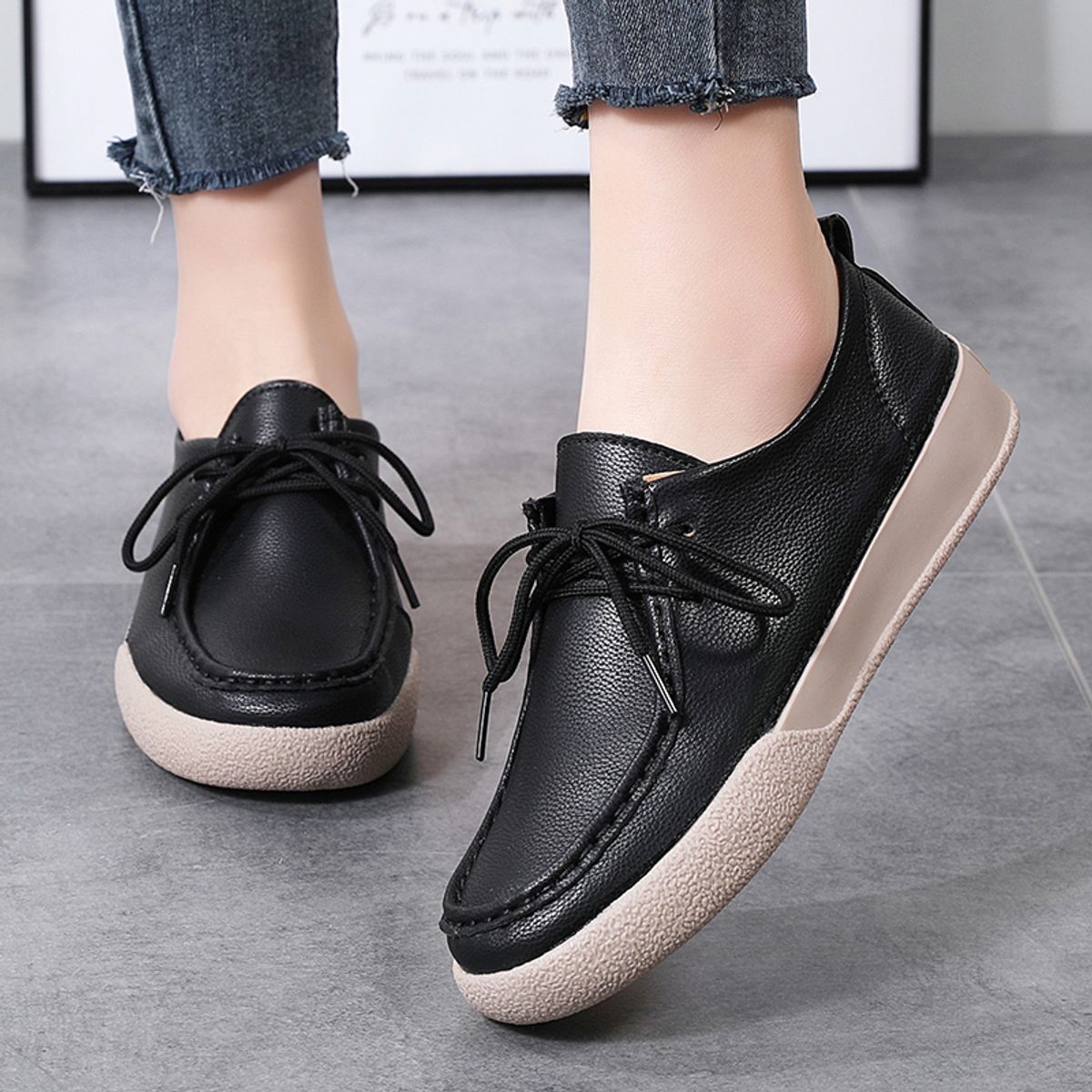 SHANDIAN - Zapatillas Mujer Beige