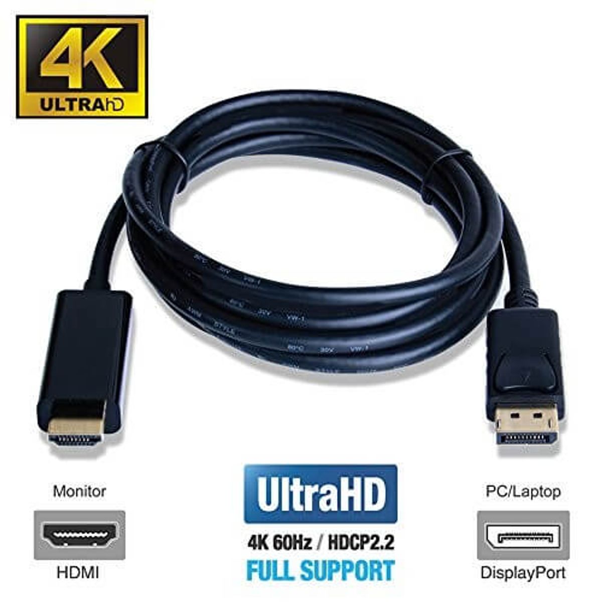 GENERICO - Cable Displayport  Macho a HDMI macho 1.5, m . Negro