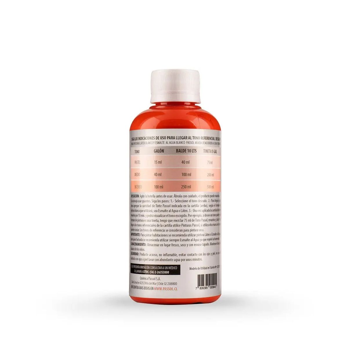 PASSOL - Tinte Passol Naranja 250ml Concentrado Universal