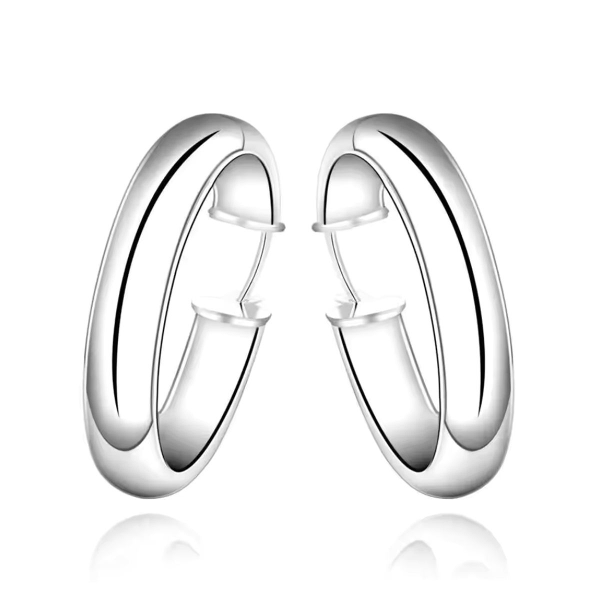 GENERICO - Aros Argolla Óvalo 35 mm Plateados