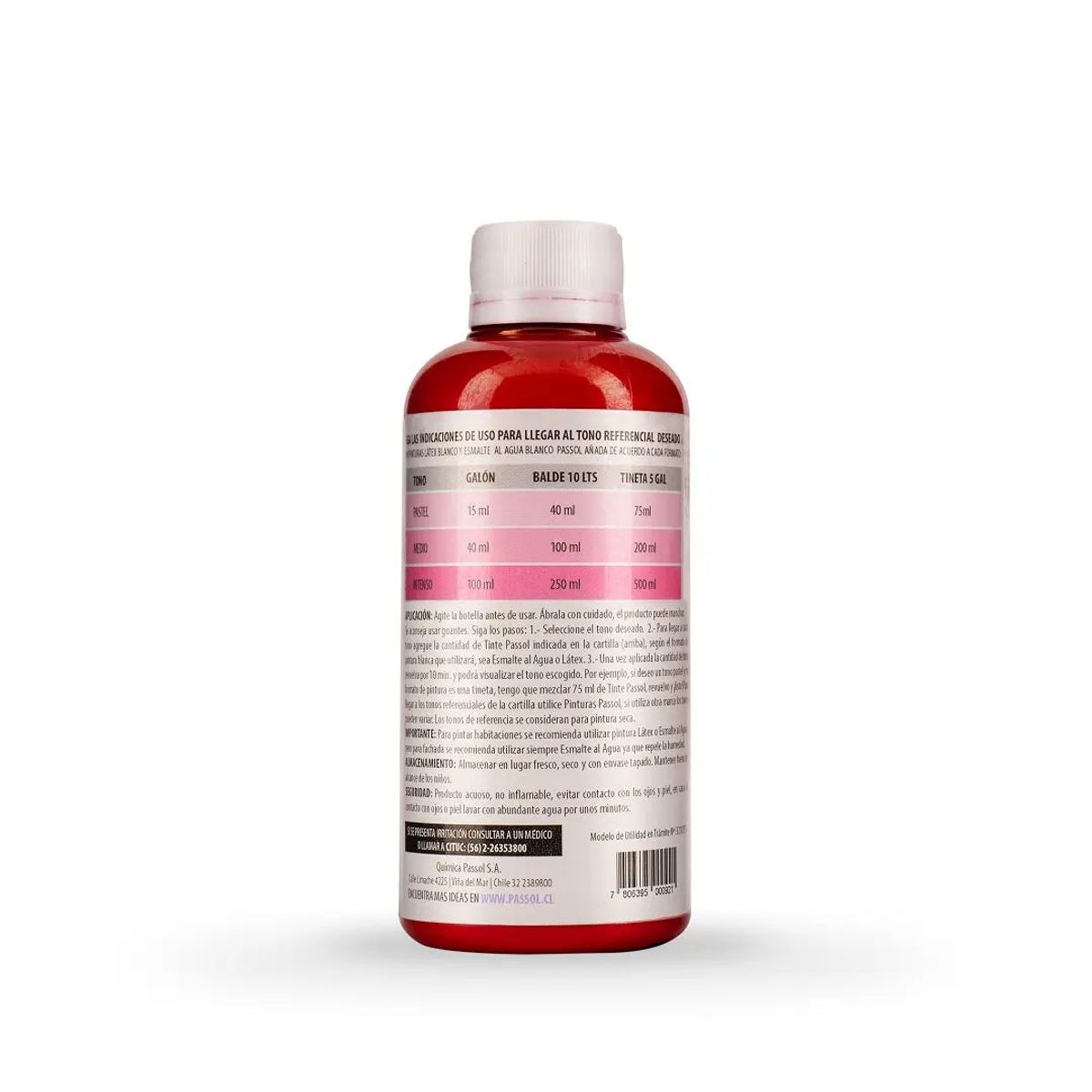 PASSOL - Tinte Passol Carmín 250ml Concentrado Universal