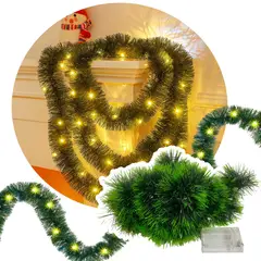 GENERICO - Guirnalda Verde Navidad Iluminada 5 metros Amarillo 540