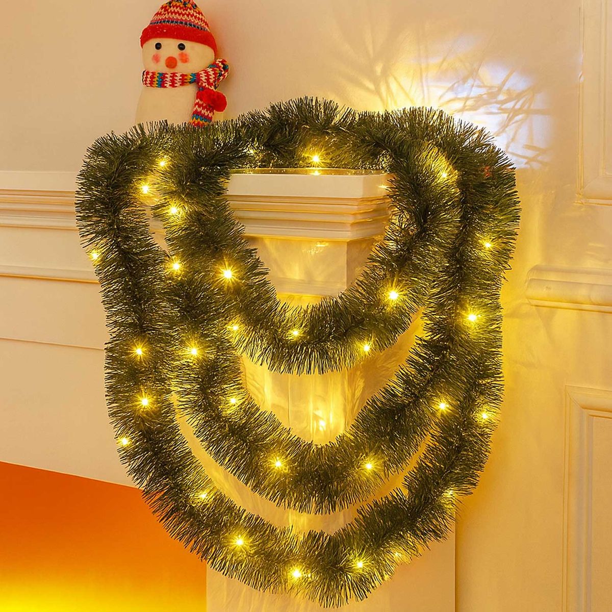 GENERICO - Guirnalda Verde Navidad Iluminada 5 metros Amarillo 540