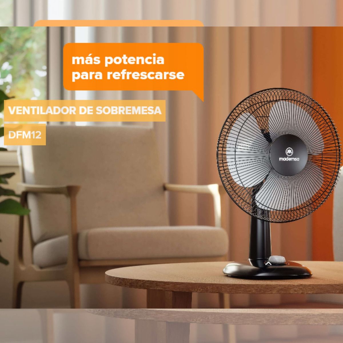 MADEMSA - Ventilador Sobremesa Mademsa Silencioso 3 Vel Dfm12 305 Cm