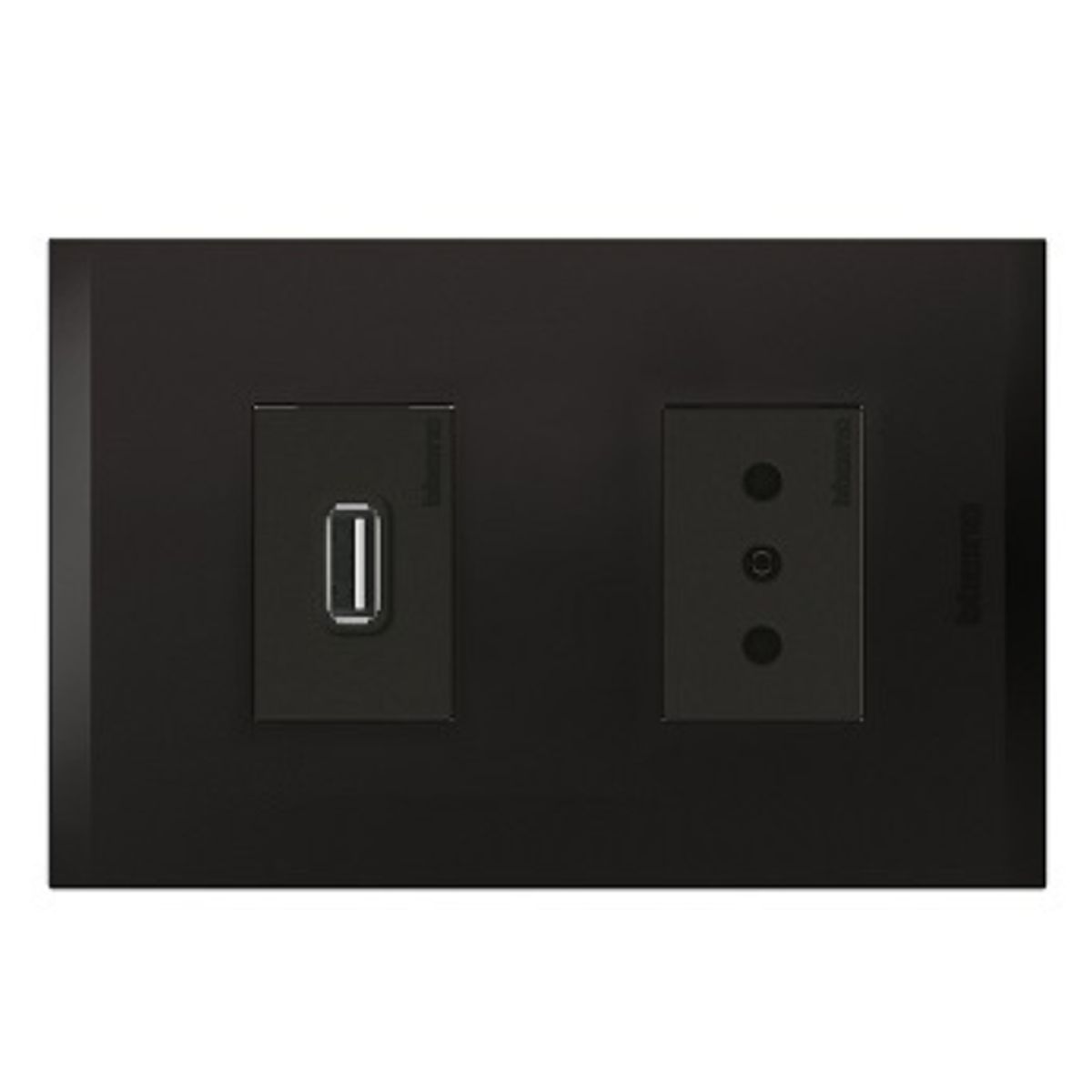 BTICINO - Cargador Usb A+ Enchufe Bticino 2P+T 10A 250V Antracita Black Nobile