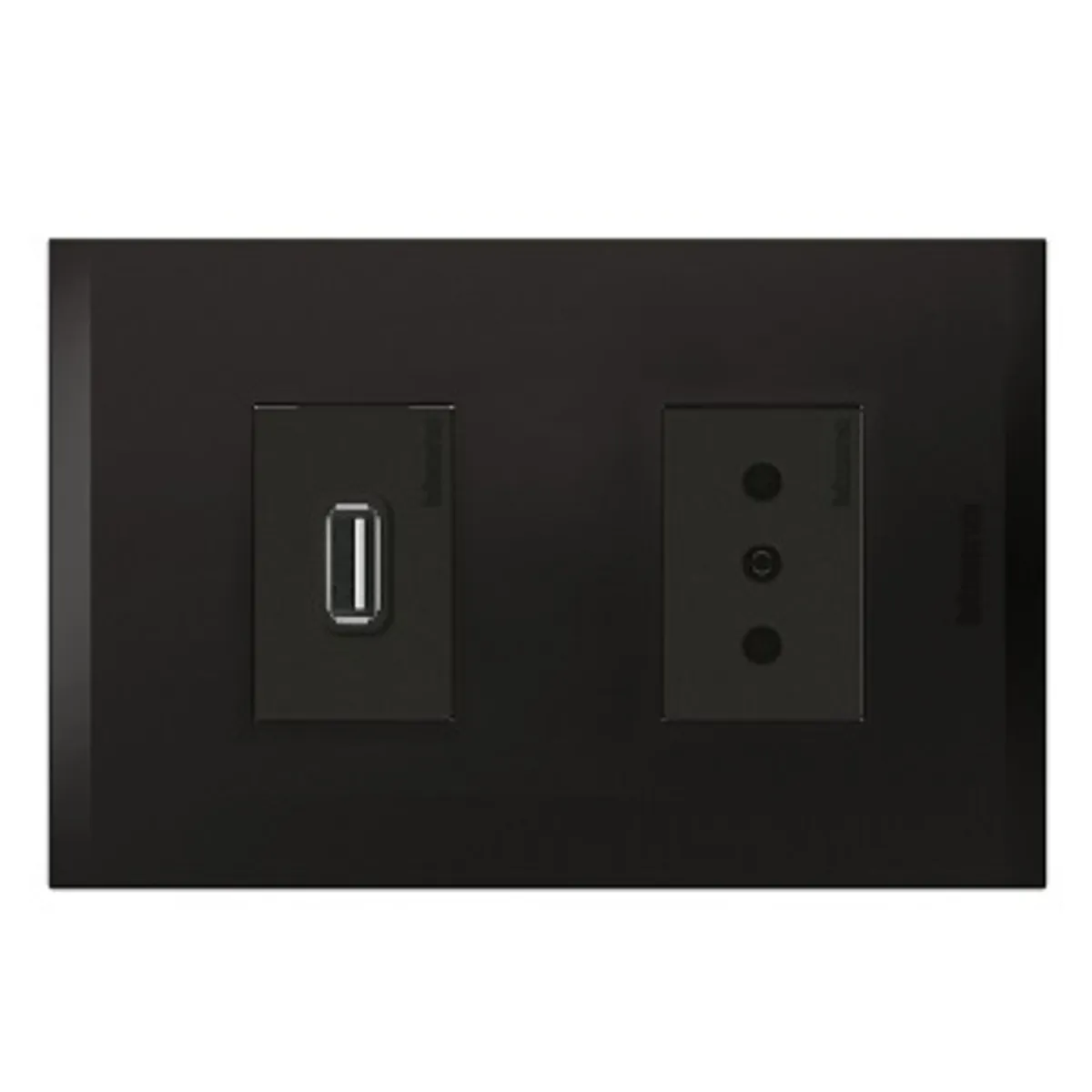BTICINO - Cargador Usb A+ Enchufe Bticino 2P+T 10A 250V Antracita Black Nobile