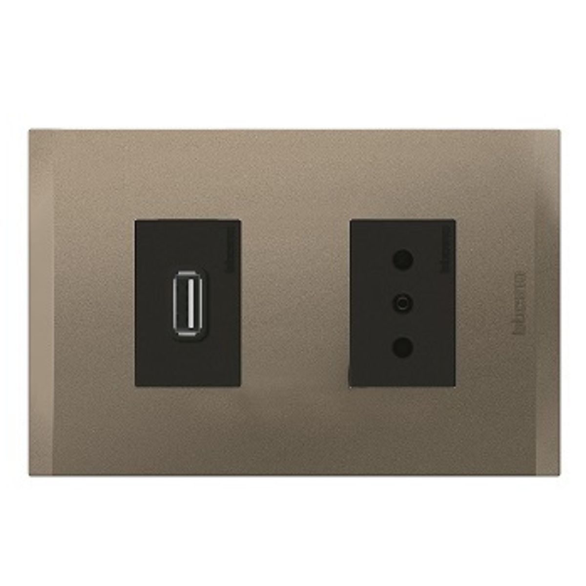 BTICINO - Cargador Usb A+ Enchufe Bticino 2P+T 10A 250V Antracita Terra Nobile
