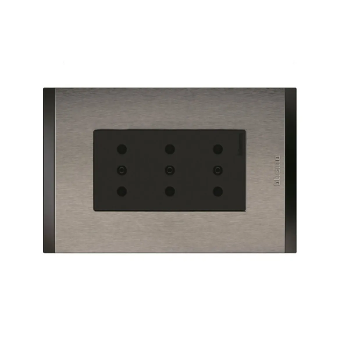 BTICINO - Enchufe Triplex Bticino 2P+T 10A 250V Antracita Metal Titanio Nobile